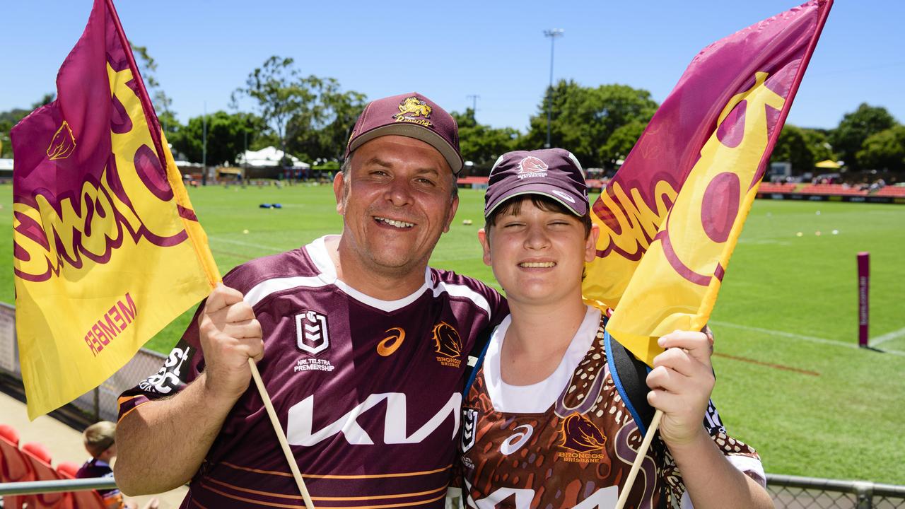 Damian (left) and Caenaan Hamilton of Rockhampton at the NRL Pre-Season Challenge game between Broncos and Titans at Toowoomba Sports Ground, Sunday, February 16, 2025. Picture: Kevin Farmer