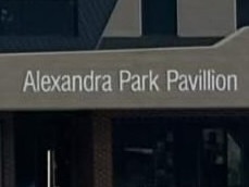 The spelling error at the new Alexandra Park Pavilion.