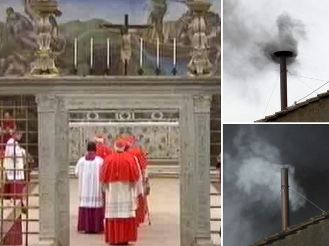 Papal conclave and black and white smoke