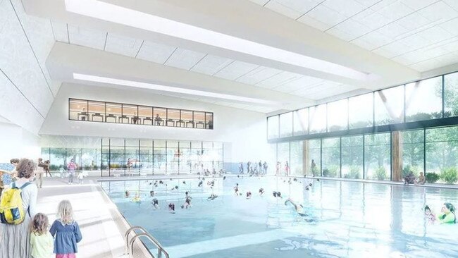 An artist’s impression of the swimming pool at the proposed Crows training centre.