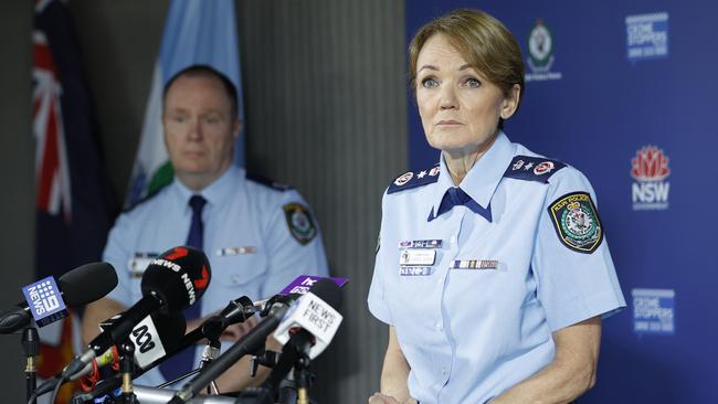 NSW Police Commissioner Karen Webb (right) this week warned about a new trend of youths boasting on TikTok about stealing cars. Picture: NCA NewsWire / Dylan Coker