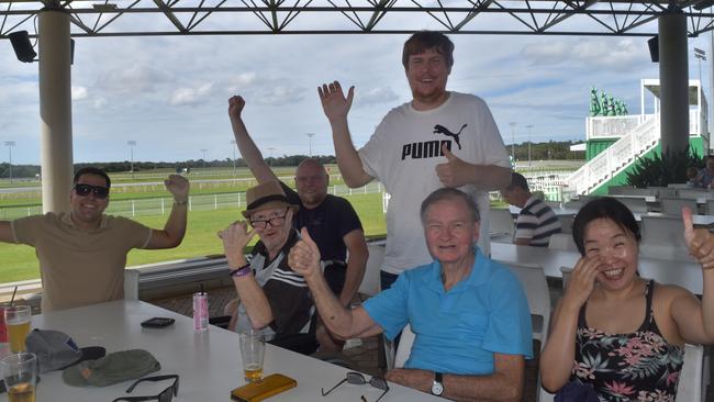 Edward Sulivan, Pro-Ru Yu, John, Guy Williamson and Wayne Cressy at the Sunshine Coast Races on April 7, 2024.