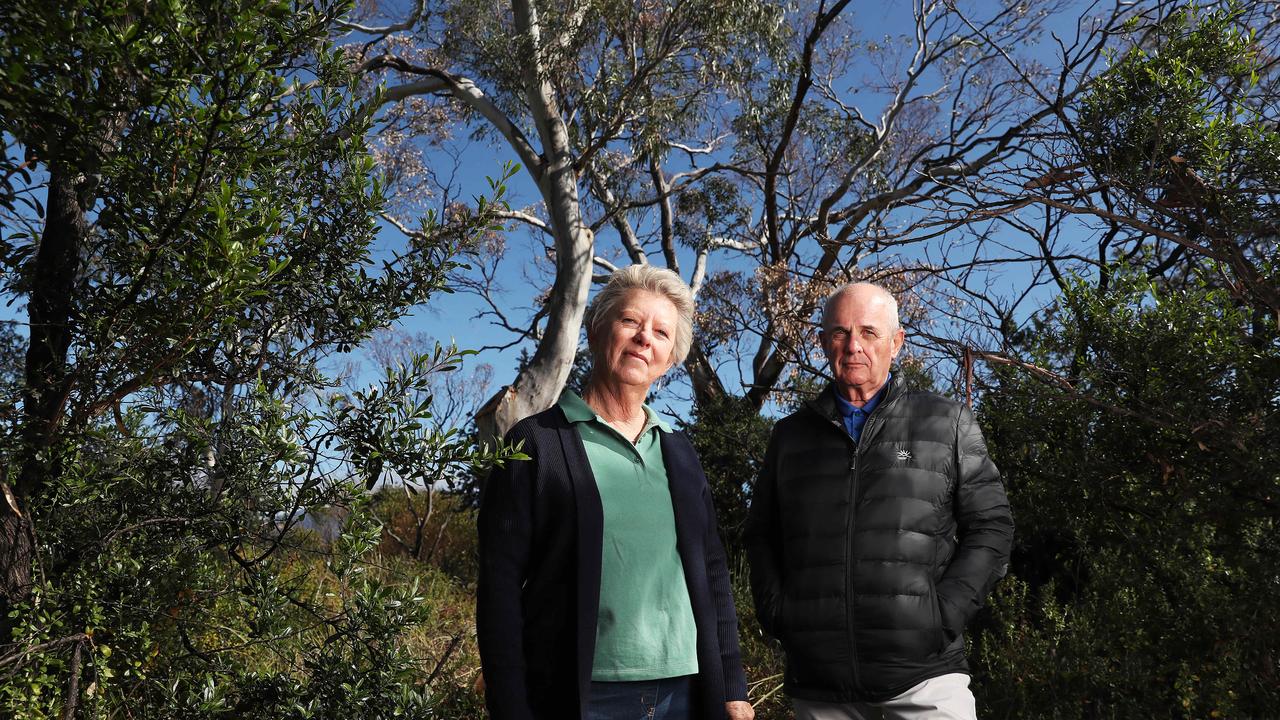 Jean Gray of Howrah Bellerive Coast Care group and local resident with Clarence City Council Mayor Doug Chipman. Native trees have been poisoned along Alexandra Parade on the Clarence Foreshore Trail. Picture: Nikki Davis-Jones