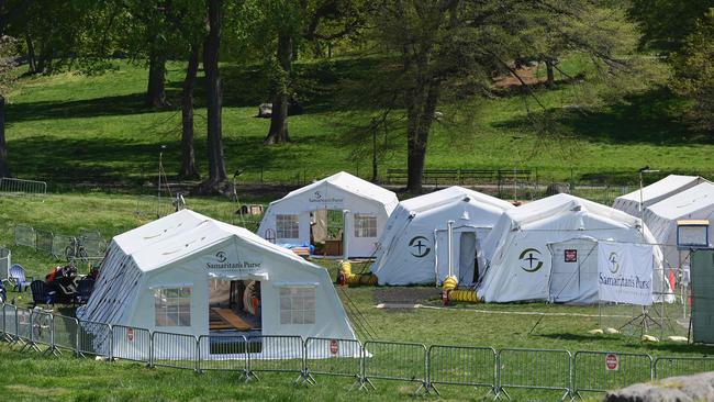 A field hospital had to be set up in Central Park, New York, after hospitals were overwhelmed. Picture: AFP.