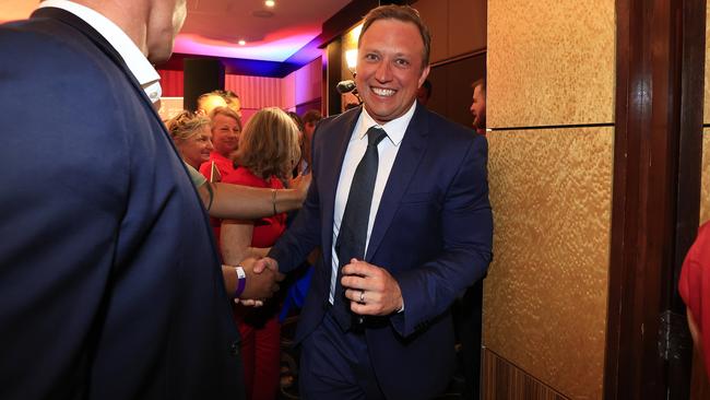 Steven Miles at the Labor Headquarters Election Campaign Party at Murrumba Downs Tavern. Picture: Adam Head