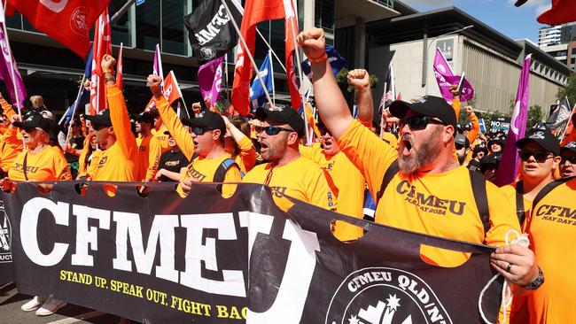 CFMEU at the Brisbane Labour Day March. Picture: Liam Kidston