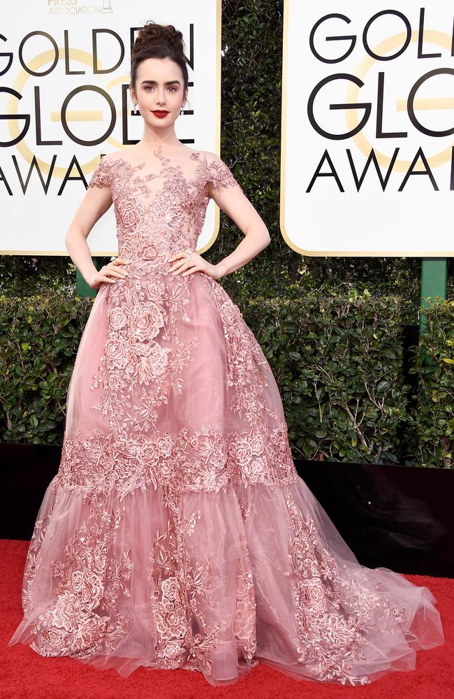 Lily Collins, in Zuhair Murad, at The Beverly Hilton Hotel Picture: Getty Images