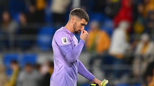 Mat Ryan reacts to the loss. Photo by Albert Perez/Getty Images