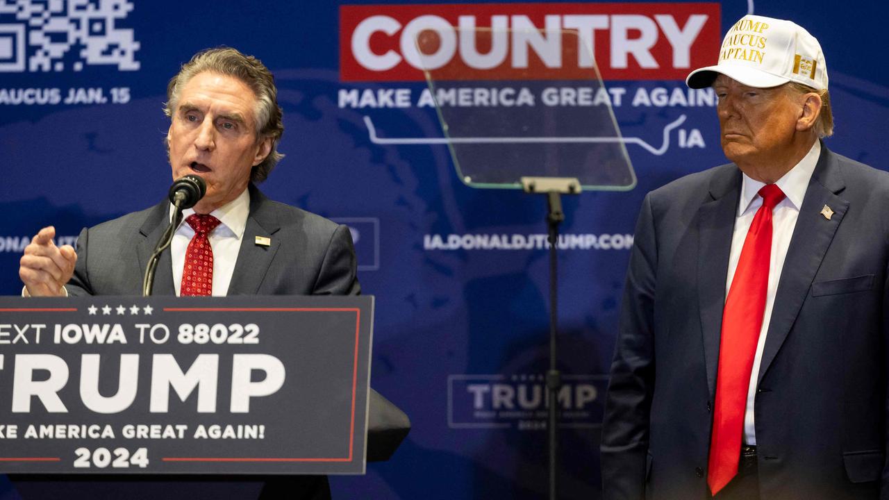 US President-elect Donald Trump was in Iowa for a rally on January 14, seen here with the Governor of North Dakota Doug Burgum, who may be the next US Secretary of the Interior. Picture: Christian Monterrosa/AFP