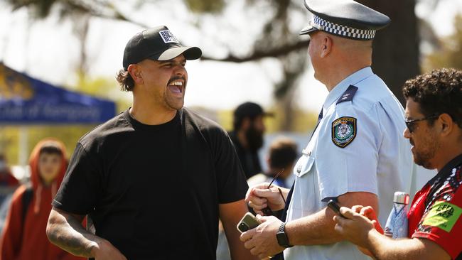 Police and the NSW PCYC launch the Fight for Success program in Kempsey, where NRL star Latrell Mitchell (left) was a drawcard with all ages. Picture: Sam Ruttyn