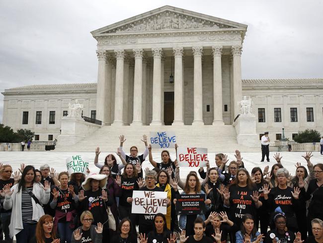 Protesters gather in front of the Supreme Court on Capitol Hill in Washington. Picture: AP