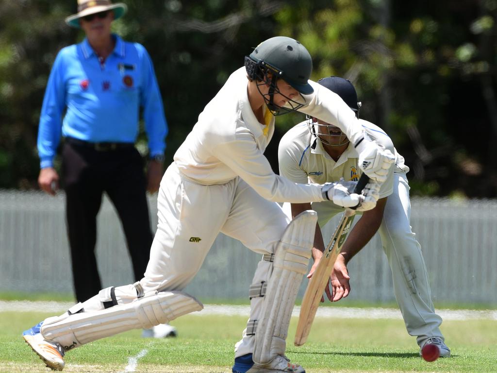 Second grade cricket between Gold Coast Dolphins and Wests at Bill Pippen Oval. West batsman Max Carlyon. (Photo/Steve Holland)