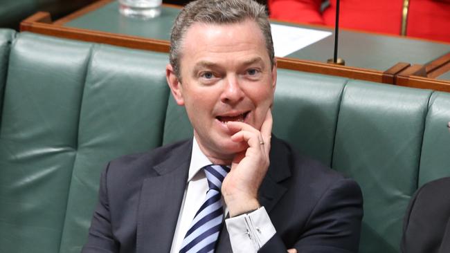 Question Time in the House of Representatives in Parliament House in Canberra. The Leader of the House and Minister for Education Christopher Pyne, with the Social Services Minister Scott Morrison during Question Time in the House of Representatives in Parliament House Canberra. Pic by Gary Ramage