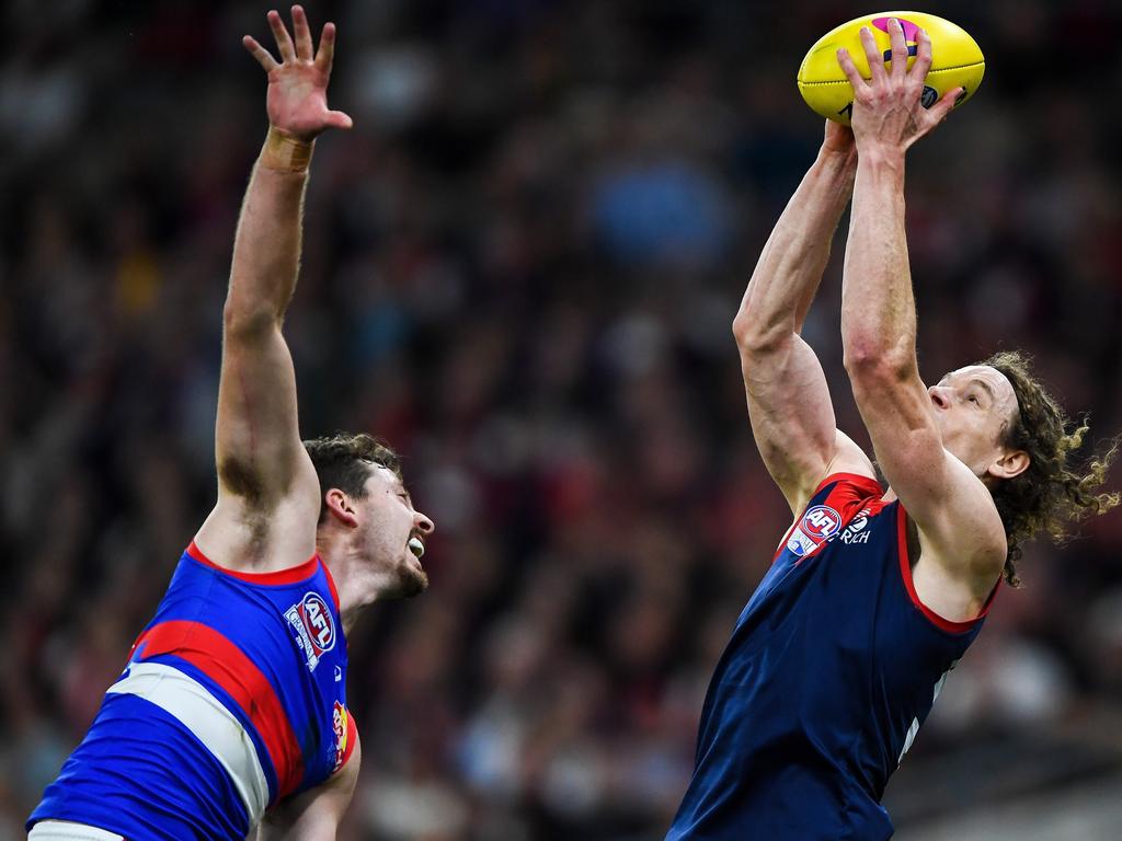 Ben Brown marks the ball. Picture: Daniel Carson/AFL Photos via Getty Images