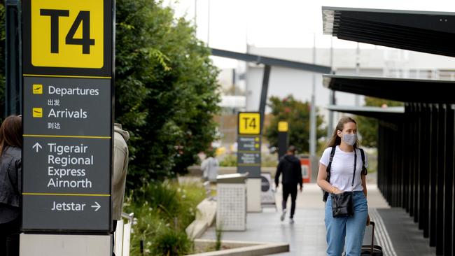 Terminal four at Melbourne Airport was added as a public exposure site. Picture: Andrew Henshaw