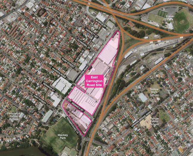 A map outlining the East Carrington Rd site