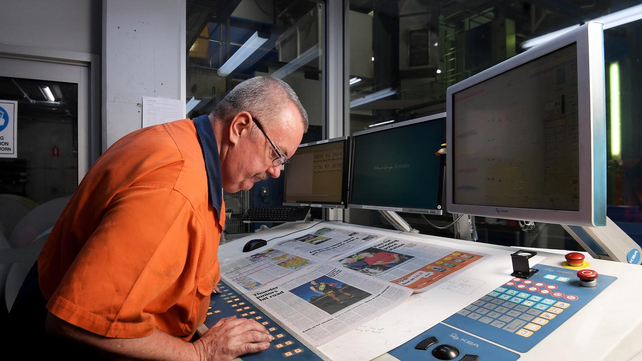 Press operator Russell Kemp at work in the folder room during the printing process. Pictures: KERI MEGELUS