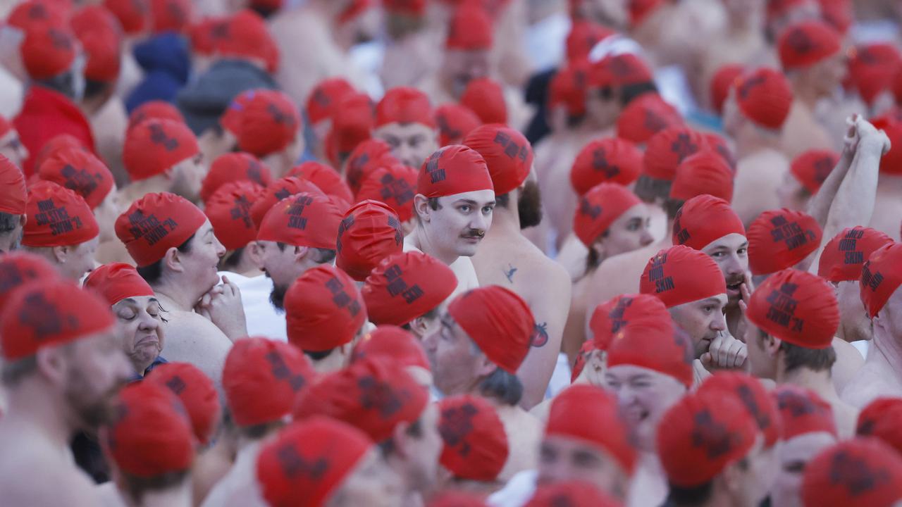 Dark Mofo Nude Solstice Swim 2024 at Long Beach Sandy Bay. Picture: Nikki Davis-Jones