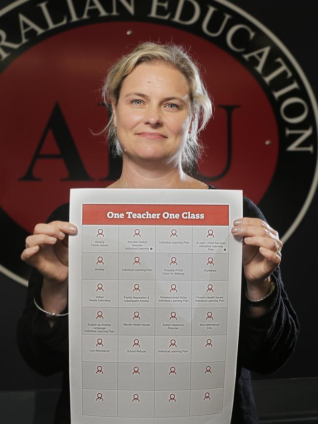 AEU state manager Roz Madsen held a press conference today to give an update on negotiations for a new wage agreement ahead of a key meeting with the State Government on Thursday. Picture: MATHEW FARRELL