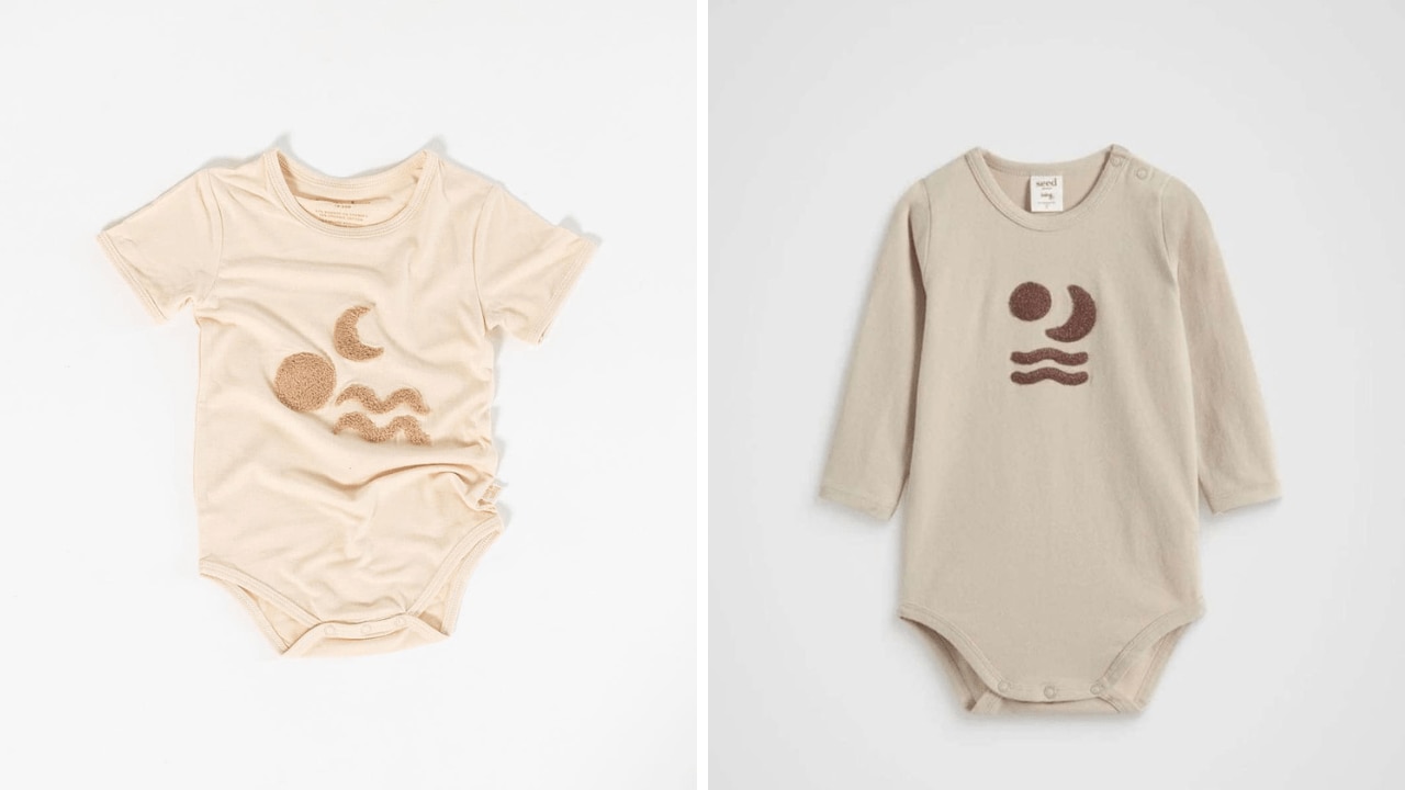 Bam Loves Boo's Dusk design (left) vs. Seed Heritage's Moon Bodysuit (right). Picture: Supplied