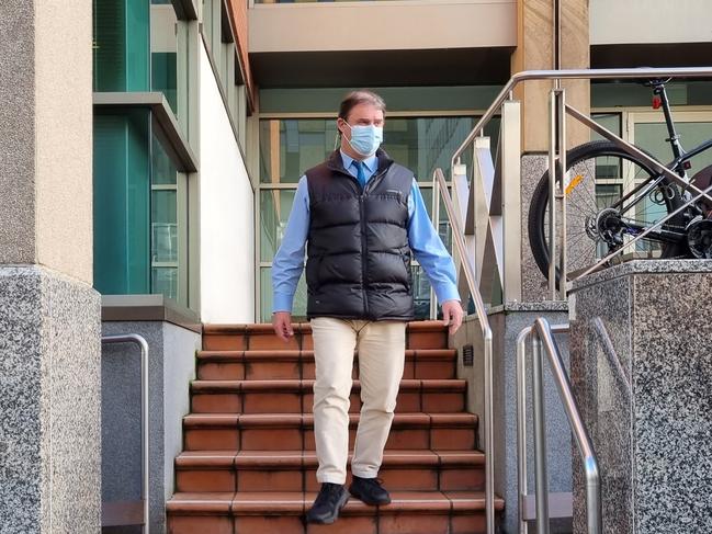 Clive Rohan Stack leaves Hobart Magistrates Court on 20/06/2022. Picture: Kenji Sato