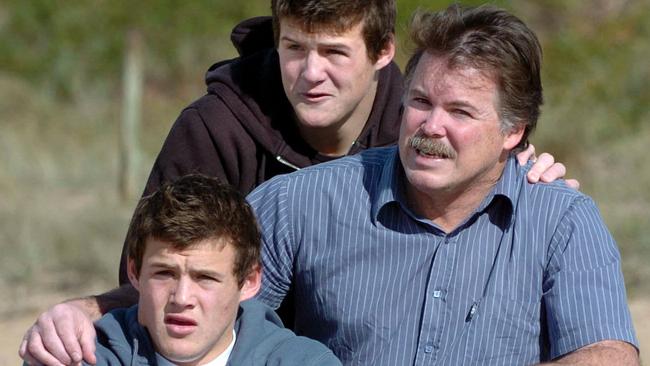 Styeve “Slippery” Morris with twin sons Josh and Brett in 2006