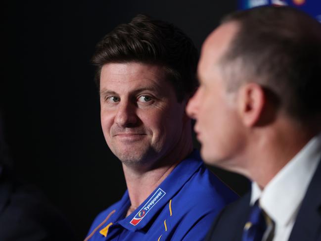 Andrew McQualter and Don Pyke address media in Perth. Picture: Paul Kane/Getty Images.