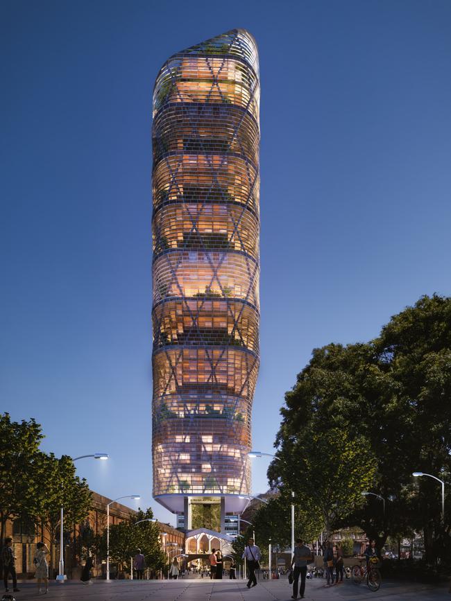 A render of Atlassian’s 39-storey headquarters in Sydney’s Tech Central.