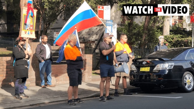 Aussie Cossack supporters protest outside Burwood Court