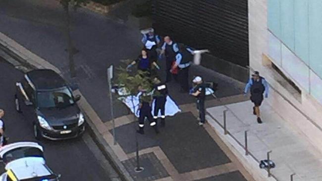 The aftermath of the shooting in Parramatta, west of Sydney, on Friday. (AAP Image/Supplied)