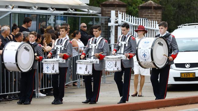 Kings School drummers led the caskets, paying tribute to their killed classmate Antony. Picture: Matrix