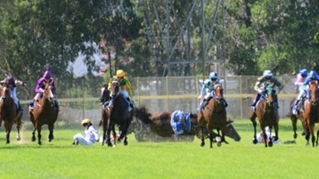 The Chris Heywood trained Leucura was involved in a nasty fall back in 2015