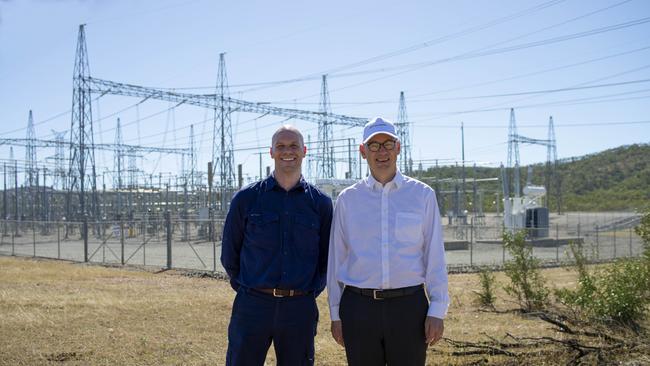 RENEWABLE POWER: Lacour Energy Director James Townsend (left) and Goldwind Managing Director John Titchen at the Clarke Creek Wind Farm.