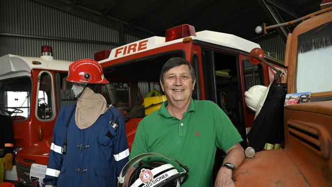 Former Fire Commissioner, Lee Johnson donates items from his career to the fire museum at Highfields. Picture: Bev Lacey