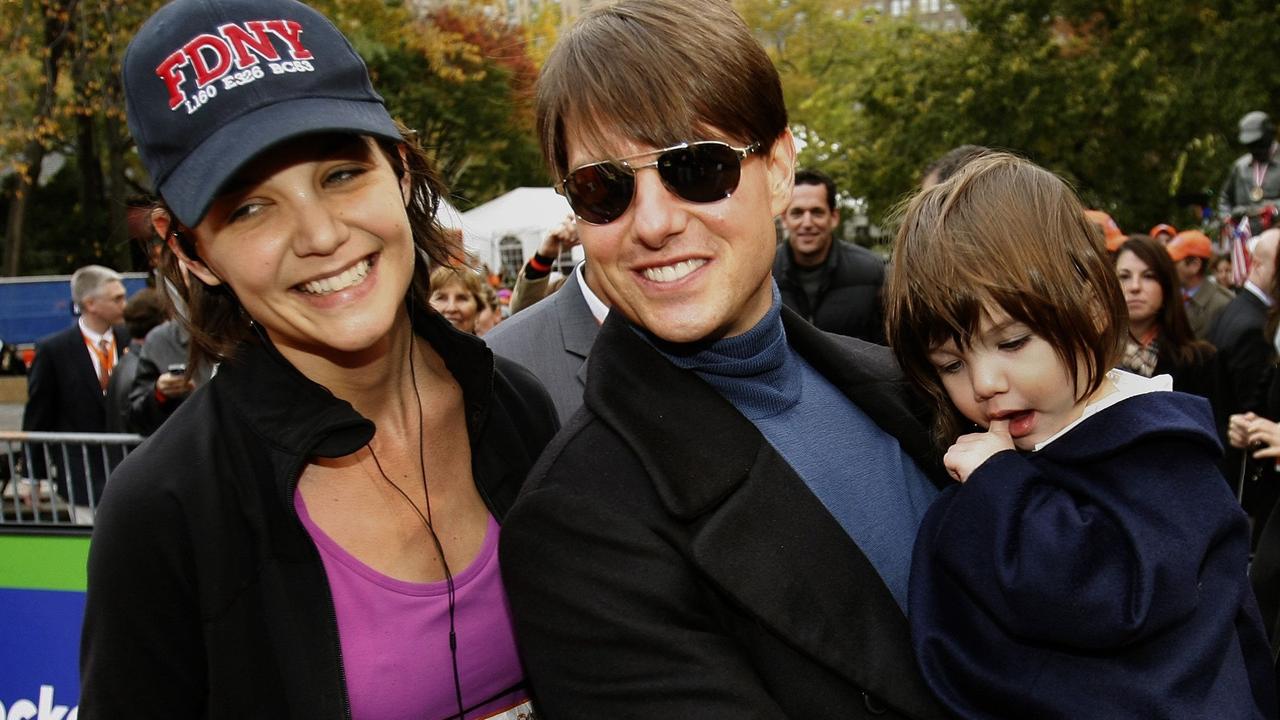 Katie Holmes and Tom Cruise with a young Suri in 2007. Picture: AFP