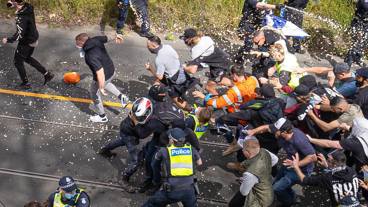 Protesters violently clashed with police on September 18. Picture: Jason Edwards