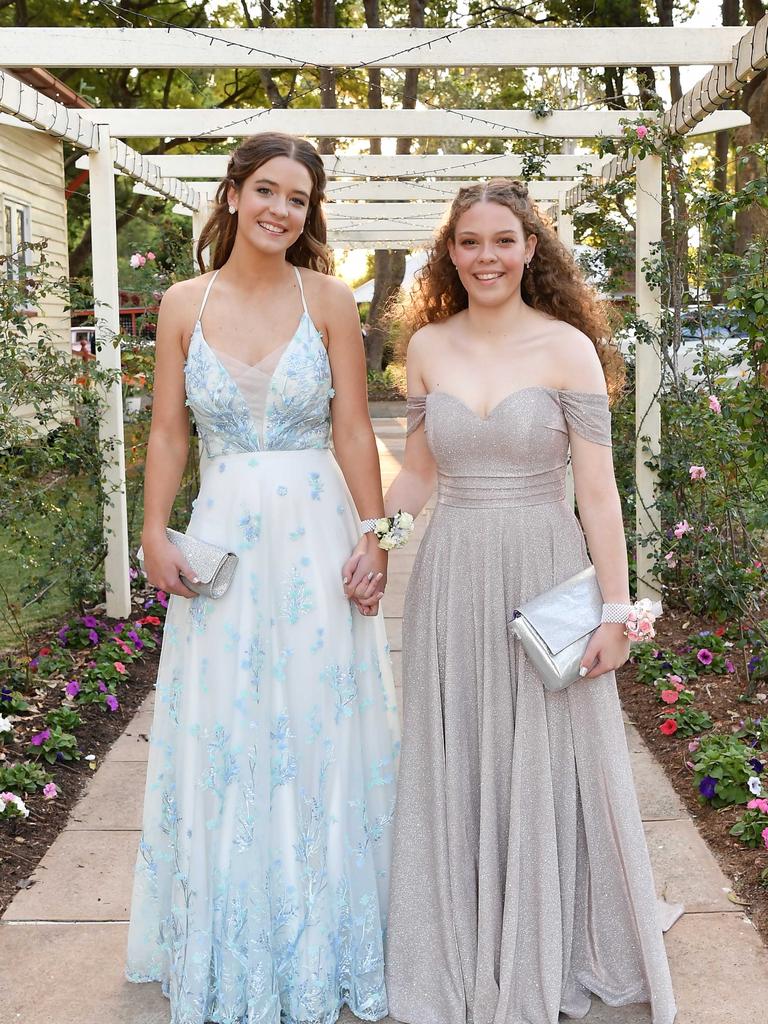 Amelia Tranter and Jess Irwin at Glennie School Formal. Picture: Patrick Woods.