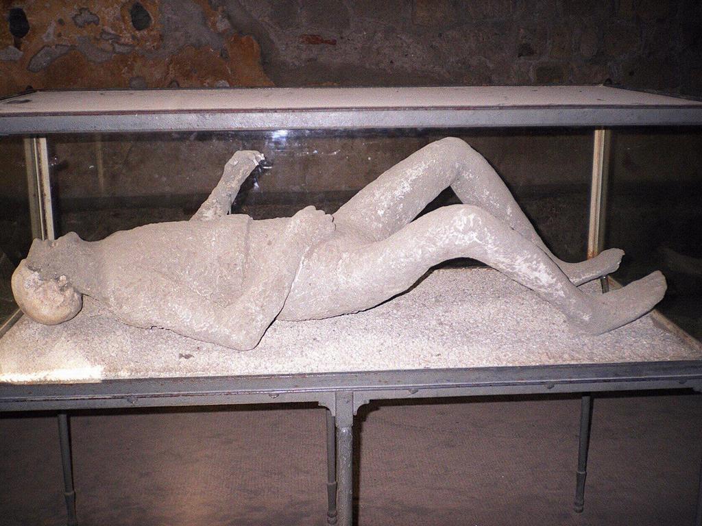 The remains of a victim of the eruption of volcano Mount Vesuvius, that destroyed Pompeii in 79AD.