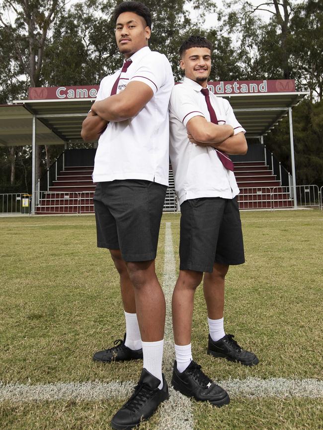 Xavier Stowers, left, with team mate Jardyn Stilinovich-Watene (News Corp/Attila Csaszar)