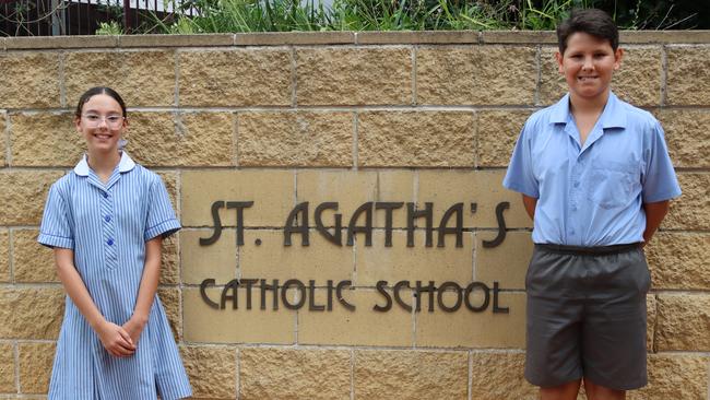 St Agatha's Catholic School captains Ashleigh Ottery and Jeremy Palmer (right) and. Picture: Supplied.