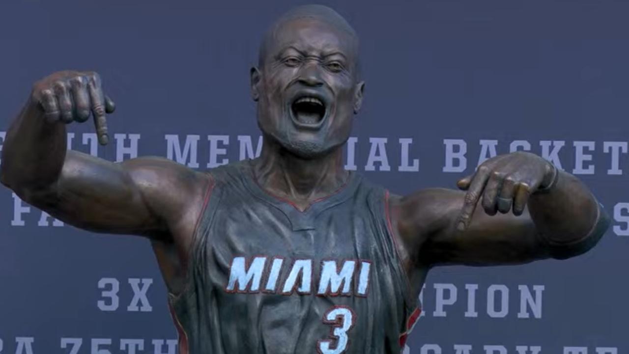 ‘Oh no’: NBA fans roast Miami Heat legend Dwyane Wade’s statue ...