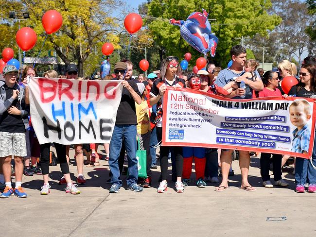 Campaigners on a Walk 4 William event to mark the one-year anniversary of the disappearance of  William Tyrrell from his grandmother’s home in Kendall.