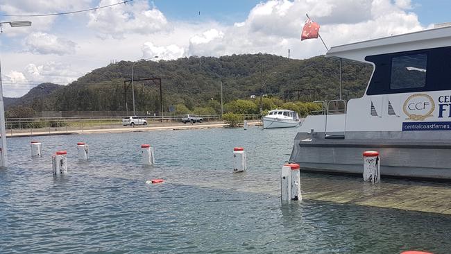 Woy Woy Public Wharf was completely submerged during this week's king tide