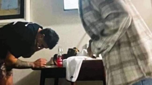 A leaked photo of Latrell Mitchell led to the Souths star being hit with a breach notice and facing a fine and possible ban. Picture: Supplied