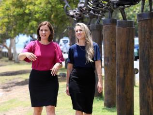 LNP Leader Deb Frecklington with Currumbin by-election candidate Laura Gerber. Picture: Adam Head.