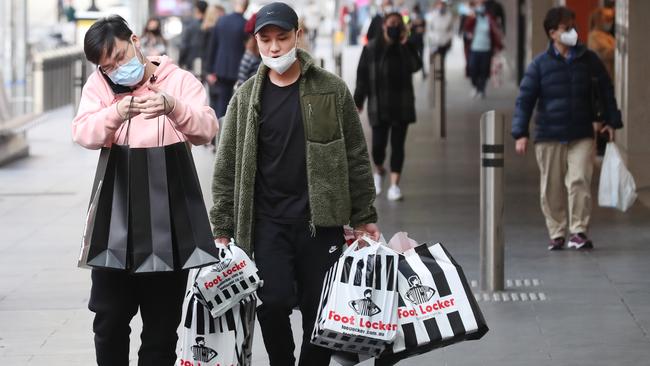 Shopper return to Bourke Street Mall. Picture: David Crosling