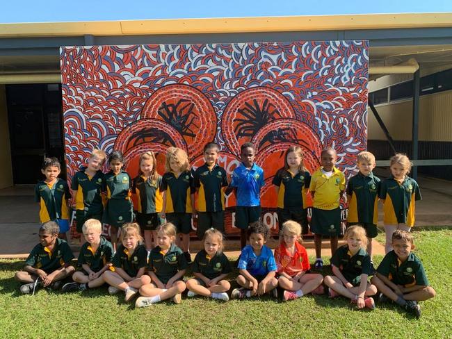Katherine South Primary School: Transition Righton, Wallace and Fortmann. BACK ROW (L-R): Edmund Busch, Lachlan Prime, Ashira Alwis Samarasinghe, Lily Everingham, Tate Allard, Abdul Hadi Sami, Kevin Dai, Adalayna Fox, Tasha Chepchumba, Owen Coburn, Brooklyn Croker. FRONT ROW (L-R): Noel Bolga, John Rice, Ayla Bradbery, Abbey Stephenson, Hailie-Jaye Hume-Assan, Elizabeth Hudson, Lucy Whitehouse, Reeva Simpson, Tyrese Murphy