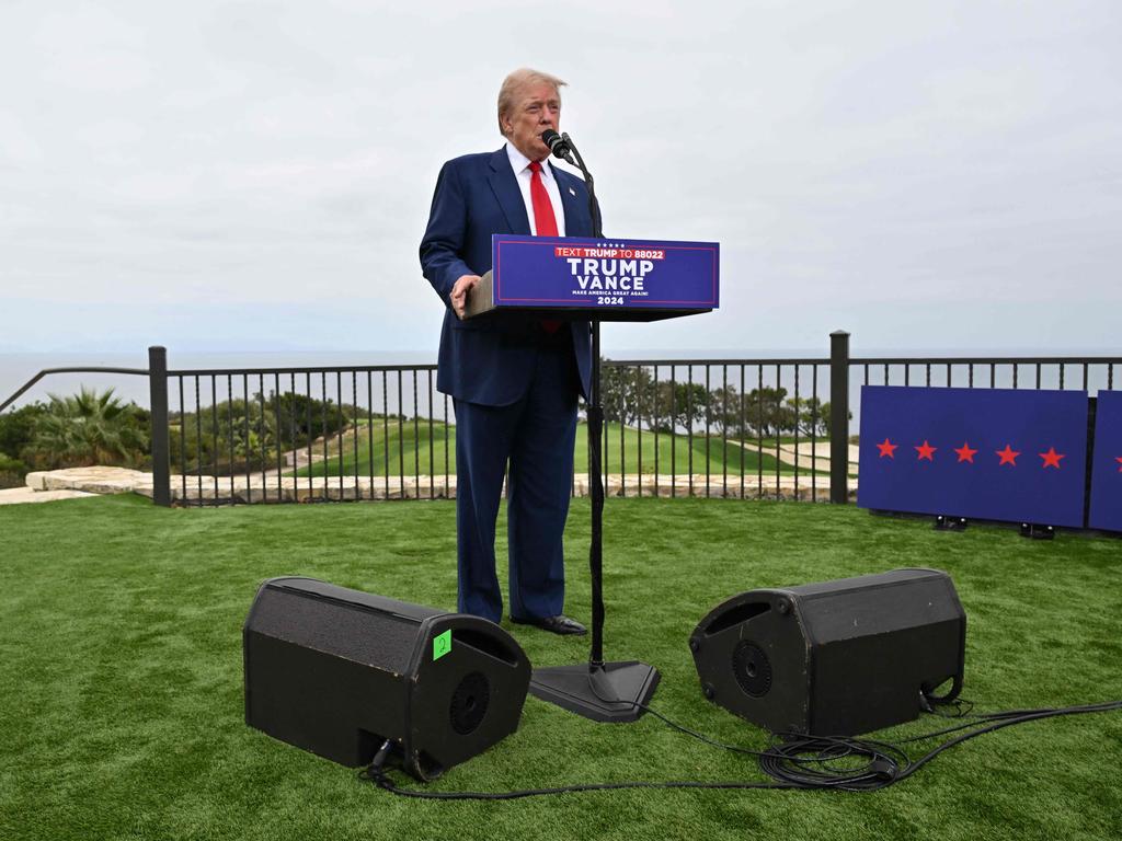 Donald Trump spoke at another of his golf courses – the Trump National Golf Club Los Angeles in Rancho Palos Verdes, California – as recently as September 13. Picture: Robyn Beck/AFP