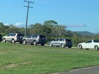 Lengthy queues at a Gladstone COVID testing clinic. Pic: Mayor Matt Burnett Facebook