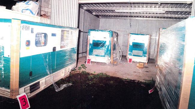 Federal Police uncovered $85 million worth of ice hidden in 11 generators that were imported to a Western Sydney business. Picture: AFP